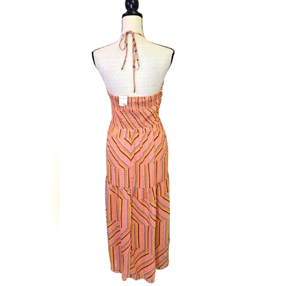 ECLAIR Orange Multi-Color Pattern Halter Sleeveless Midi Dress,X-Large,NWT - Picture 16 of 16